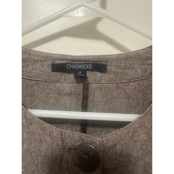 Chadwick’s Size 14 Brown Linen Blend Blazer Jacket Button Up - Picture 2 of 6